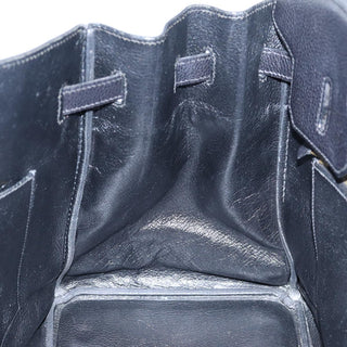 Hermes Birkin Handbag Black Clemence with Palladium Hardware