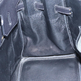 Hermes Birkin Handbag Black Clemence with Palladium Hardware