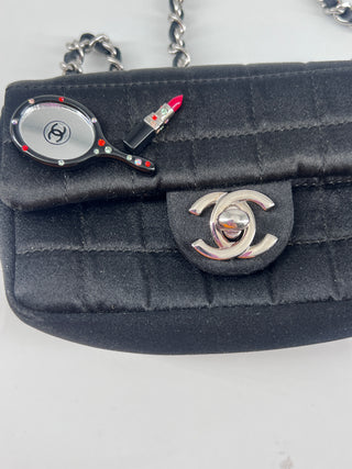 Chanel Chocolate Bar Flap Bag Quilted Satin