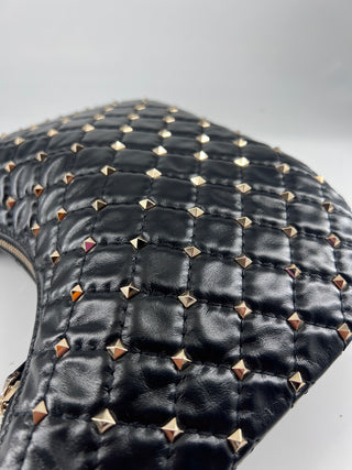 Valentino Garavani Rockstud Bow Double Zip Wristlet Clutch Leather