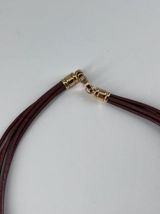 Bvlgari Tondo Clover Pendant Necklace Stainless Steel with 18K Yellow Gold and Cord