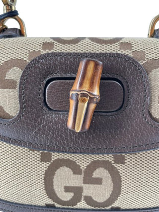 Gucci Bamboo 1947 Top Handle Bag Jumbo GG Canvas