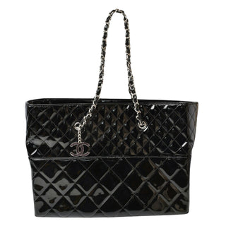 Chanel Vinyl Quilted Large In The Business Tote Black
