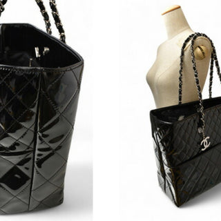 Chanel Vinyl Quilted Large In The Business Tote Black