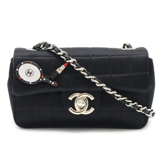 Chanel Chocolate Bar Flap Bag Quilted Satin