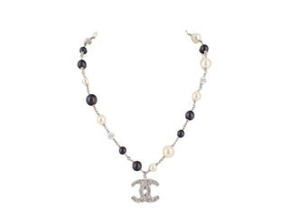 Chanel Vintage CC Pendant Metal with Faux Pearls