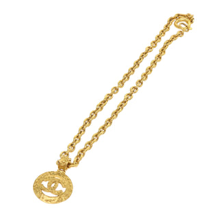 Chanel CC Open Heart Pendant Necklace Metal