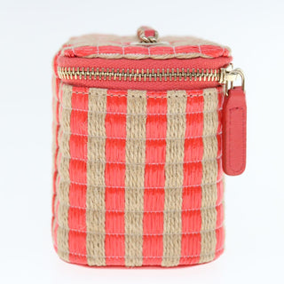 Chanel Classic Vanity Case with Chain Striped Raffia and Jute