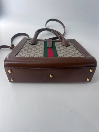Gucci Ophidia Top Handle Tote GG Coated Canvas with Leather