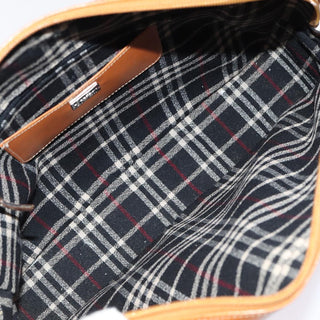Burberry Zip Tote Leather and Haymarket Check Coated Canvas