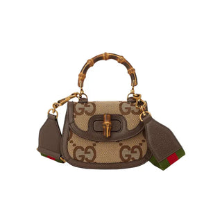 Gucci Bamboo 1947 Top Handle Bag Jumbo GG Canvas