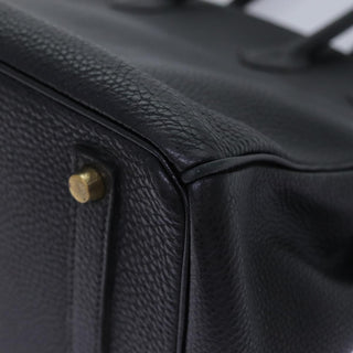 Hermes Birkin Handbag Black Clemence with Palladium Hardware