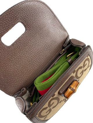Gucci Bamboo 1947 Top Handle Bag Jumbo GG Canvas