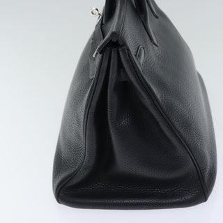 Hermes Birkin Handbag Black Clemence with Palladium Hardware
