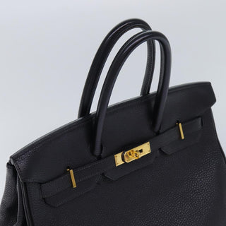 Hermes Birkin Handbag Black Clemence with Palladium Hardware