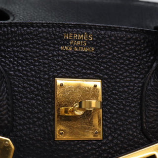 Hermes Birkin Handbag Black Clemence with Palladium Hardware