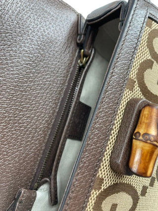 Gucci Bamboo 1947 Top Handle Bag Jumbo GG Canvas