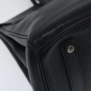 Hermes Birkin Handbag Black Clemence with Palladium Hardware