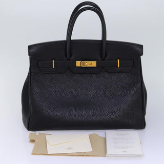 Hermes Birkin Handbag Black Clemence with Palladium Hardware