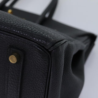 Hermes Birkin Handbag Black Clemence with Palladium Hardware