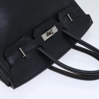 Hermes Birkin Handbag Black Clemence with Palladium Hardware