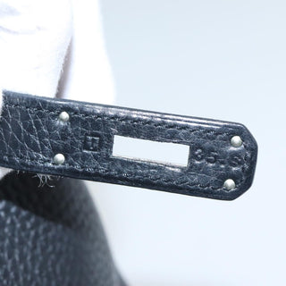 Hermes Birkin Handbag Black Clemence with Palladium Hardware