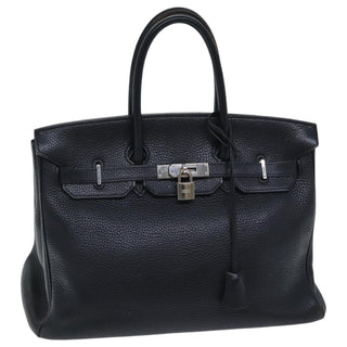 Hermes Birkin Handbag Black Clemence with Palladium Hardware