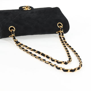 Chanel Vintage Classic Double Flap Bag Quilted Suede