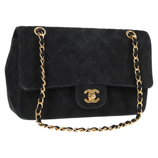 Chanel Vintage Classic Double Flap Bag Quilted Suede