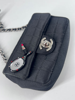 Chanel Chocolate Bar Flap Bag Quilted Satin