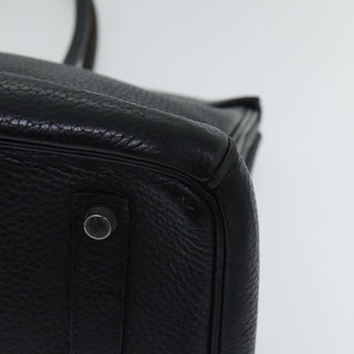 Hermes Birkin Handbag Black Clemence with Palladium Hardware