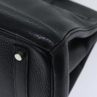 Hermes Birkin Handbag Black Clemence with Palladium Hardware