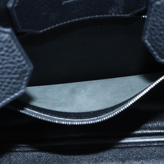 Hermes Birkin Handbag Black Clemence with Palladium Hardware