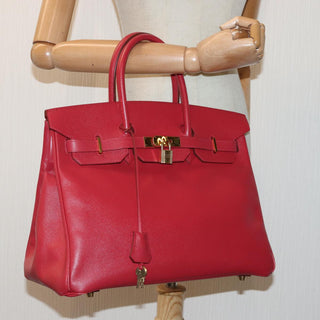 Hermes Birkin Handbag Red Ardennes with Gold Hardware