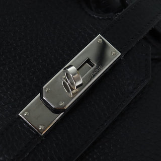 Hermes Birkin Handbag Black Clemence with Palladium Hardware