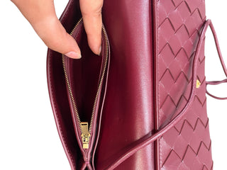 469899 bottega veneta maroon woven WOC