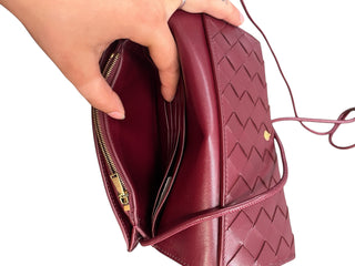 469899 bottega veneta maroon woven WOC