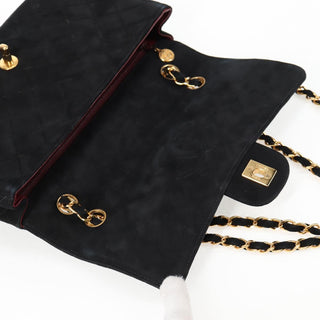 Chanel Vintage Classic Double Flap Bag Quilted Suede