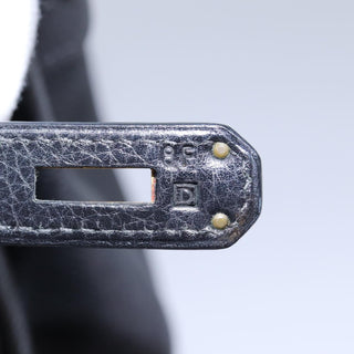 Hermes Birkin Handbag Black Clemence with Palladium Hardware