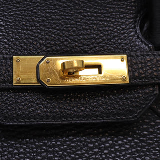 Hermes Birkin Handbag Black Clemence with Palladium Hardware