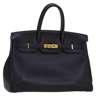 Hermes Birkin Handbag Black Clemence with Palladium Hardware