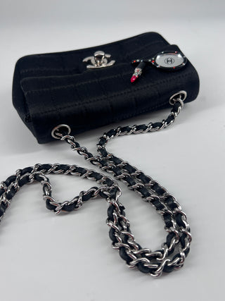 Chanel Chocolate Bar Flap Bag Quilted Satin