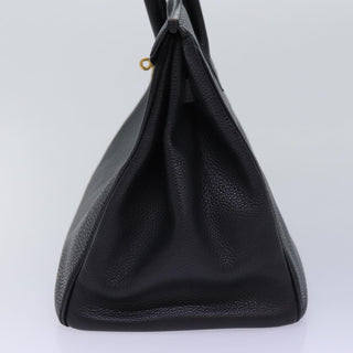 Hermes Birkin Handbag Black Clemence with Palladium Hardware