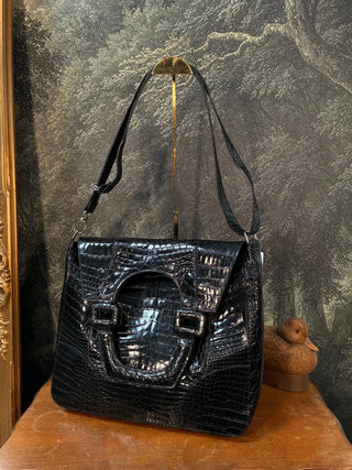 Anne Sisteron Black Crocodile Large Crossbody 8.4.26