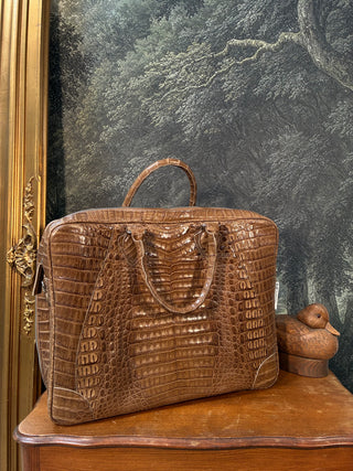 Anne Sisteron Brown Crocodile Briefcase Bag 8.3.26