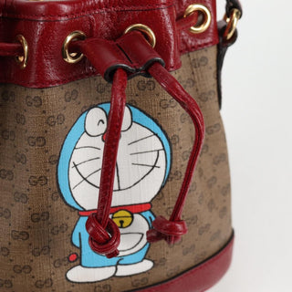 Gucci Doraemon Bucket Bag Printed Mini GG Coated Canvas