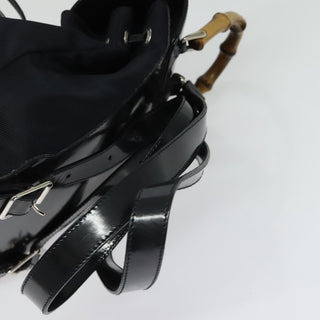Gucci Vintage Bamboo Backpack Nylon and Patent Leather