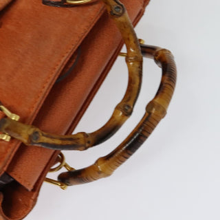 Gucci Vintage Bamboo Front Pocket Tote Suede