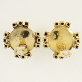 Chanel Vintage Round Clip-On Earrings Metal with Faux Pearl