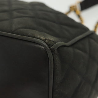 Chanel Vintage Drawstring Chain Bucket Bag Quilted Canvas